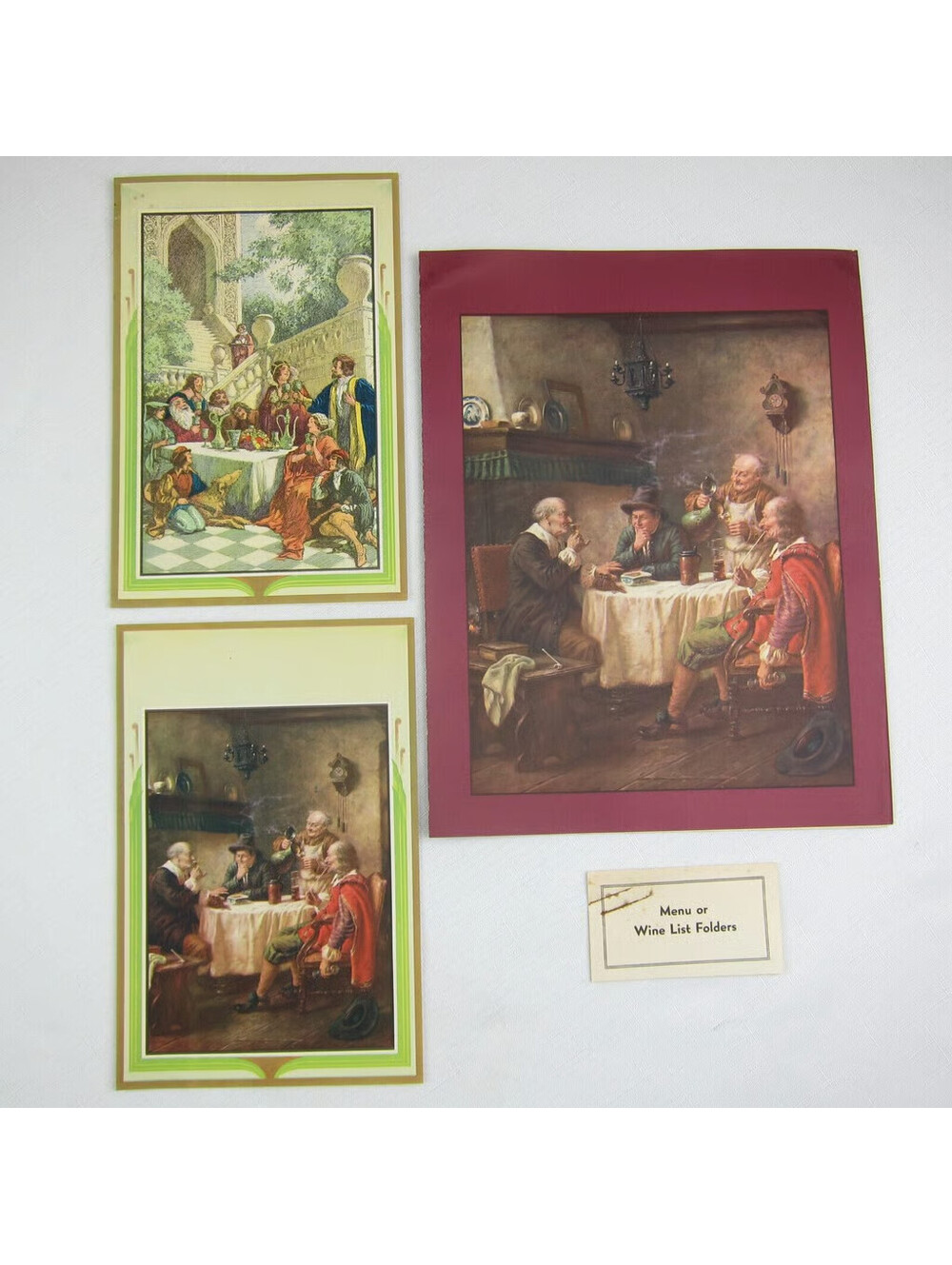 Vintage Goes Lithography Salesman Sample Menu Wine List Folders 1930s Lot 3 RARE